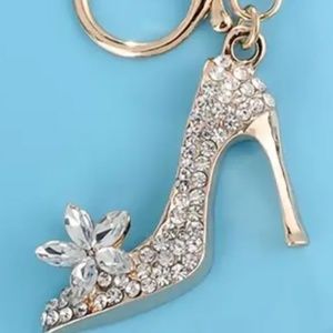 Fashion Rhinestone High-heeled Shoe Key Chain - About 4.5 Inches Long